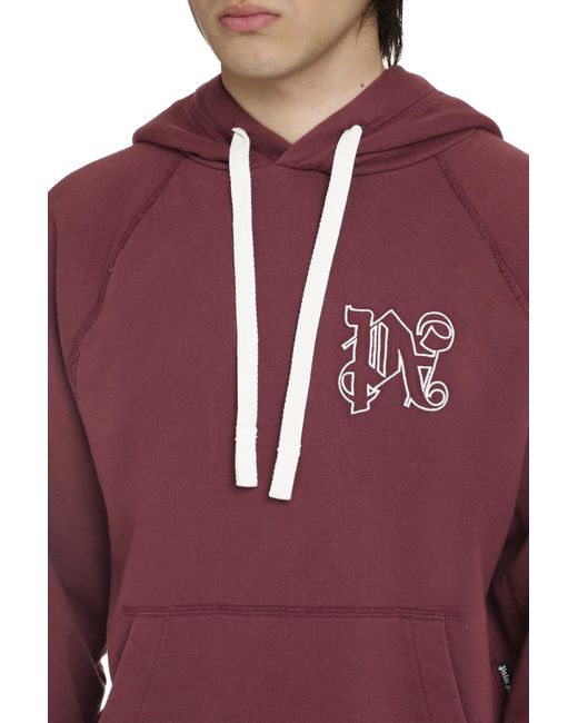 Palm Angels Monogram-Embroidered Cotton Hoodie for men