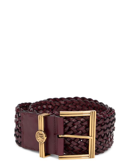 Etro Purple Woven Leather Belt