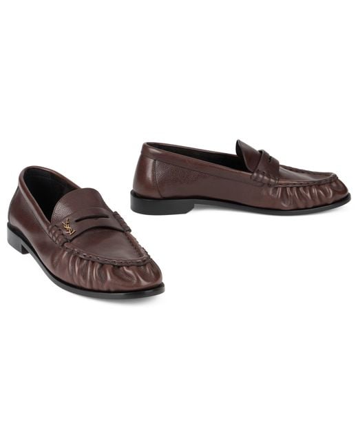 Saint Laurent Brown Soft Leather Loafers for men