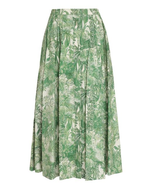 Max Mara Studio Green Printed Pleated Skirt