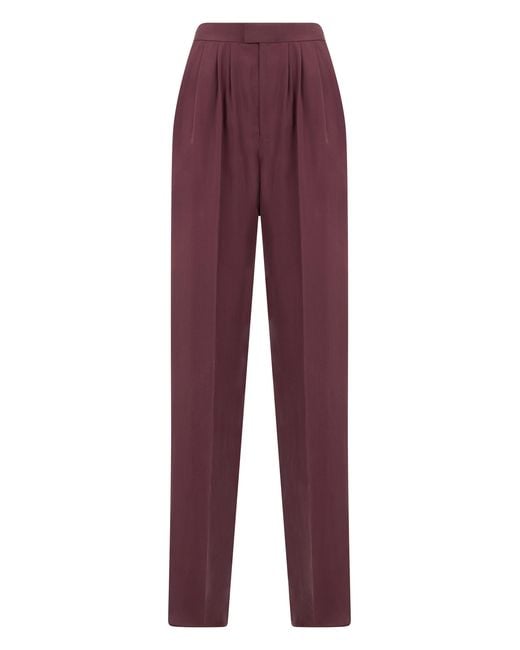 Saint Laurent Purple Tailored Silk Pants