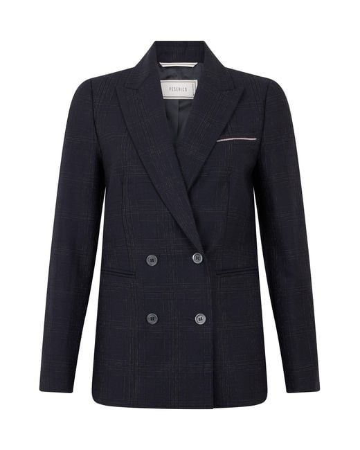 Peserico Blue Double Breasted Blazer With Pockets