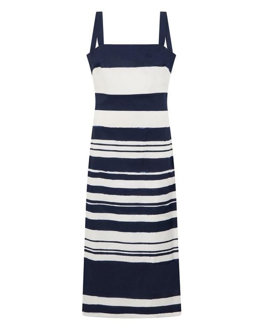 Veronica Beard Blue Striped Midi Dress