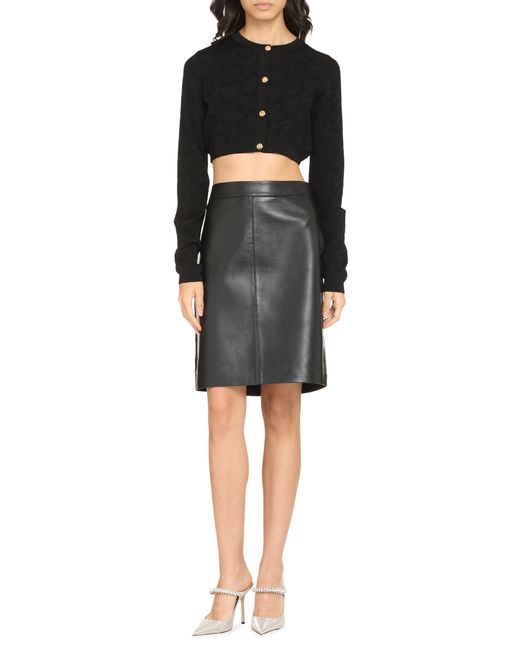 Versace Black Jacquard Knit Cardigan With Embellished Buttons