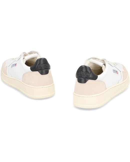 Autry White Medalist Leather Low-Top Sneakers for men