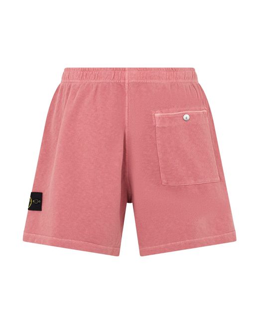 Stone Island Pink Bermuda With Logo for men