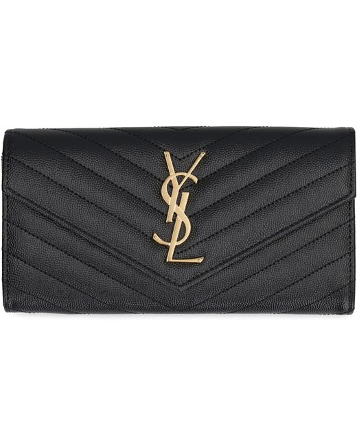 Saint Laurent Black Cassandre Quilted Leather Wallet