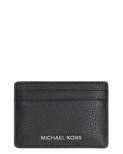 MICHAEL Michael Kors Gray Pebbled Calfskin Card Holder