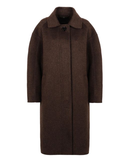 Max Mara Brown Cocoon Coat Made Of Wool And Mohair