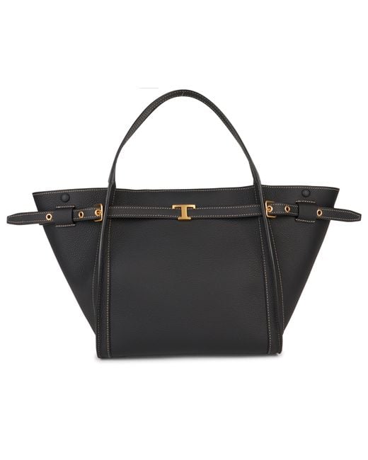 Tod's Black Small Leather Shopping Handbag