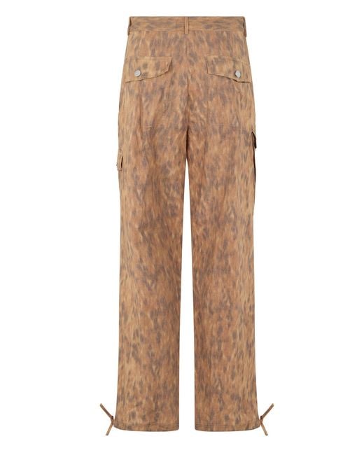 Ganni Natural Printed Cotton Cargo Pants