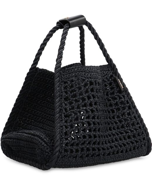 Borsa a mano Marine in rafia di Max Mara in Black