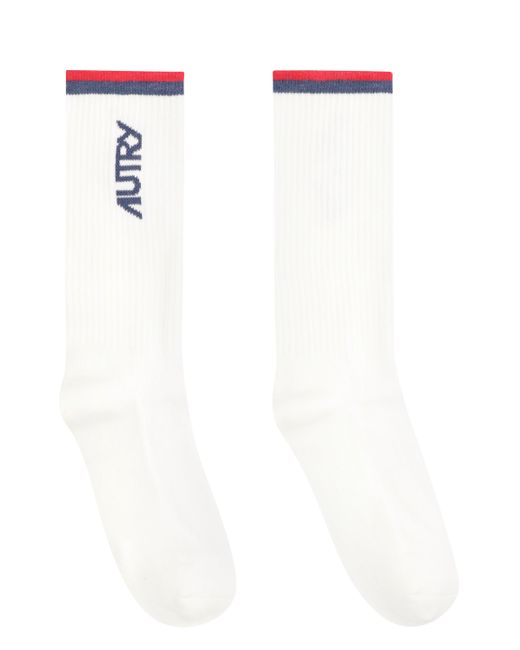 Autry White Logo Cotton Blend Socks