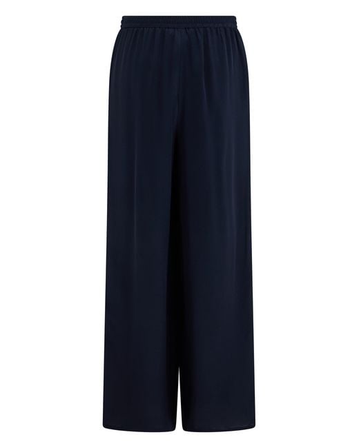 Max Mara Blue Loose Silk Pants With Drawstring