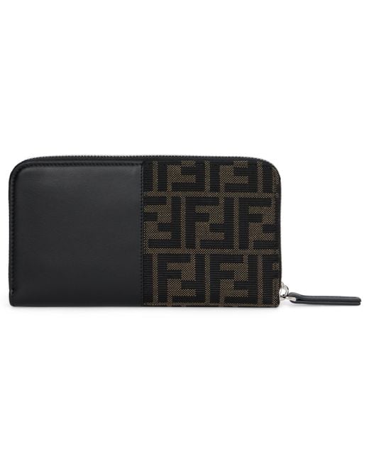 Fendi Black Wallet With Zip Closure for men