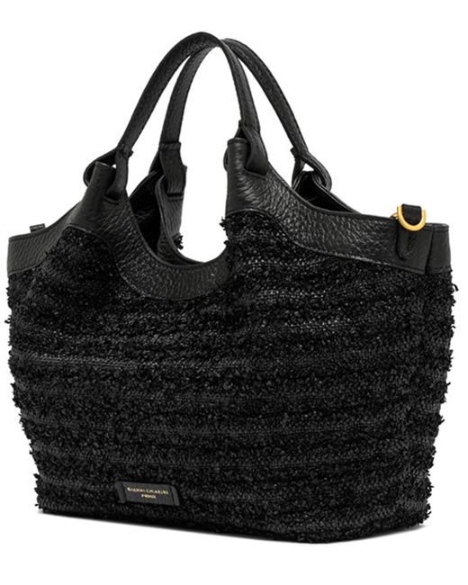 Borsa shopping Dua in paglia di Gianni Chiarini in Black