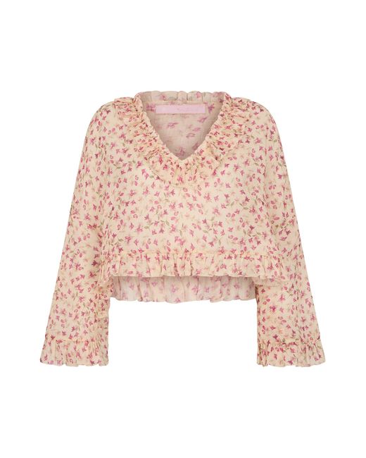 Kristina Ti Pink Elegant Cropped Sweater With Three-Quarter Sleeves
