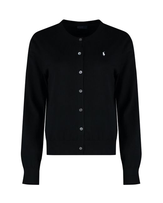 Cardigan in cotone con logo di Polo Ralph Lauren in Black