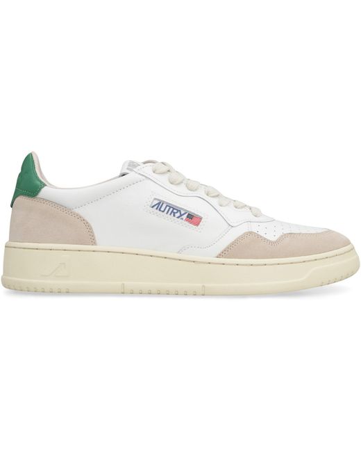 Autry White Medalist Leather Low-Top Sneakers for men