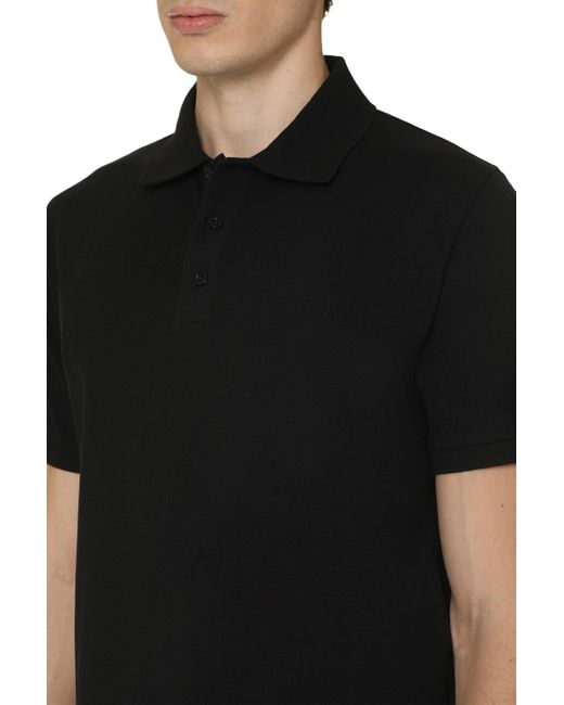 Saint Laurent Black Polo Pique T-Shirt for men