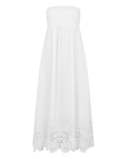 Max Mara White Long Linen Dress Without Straps