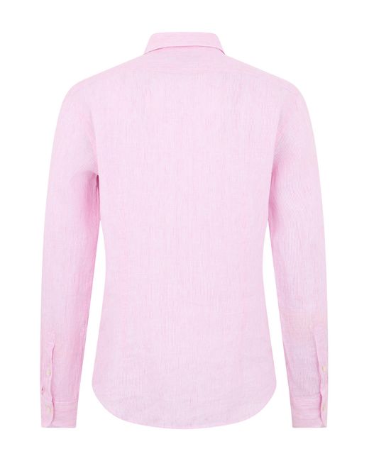Slowear Pink Linen Striped Shirt for men