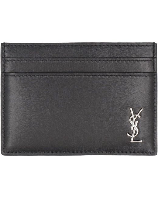 Portacarte Tiny Cassandre in pelle di Saint Laurent in Gray da Uomo