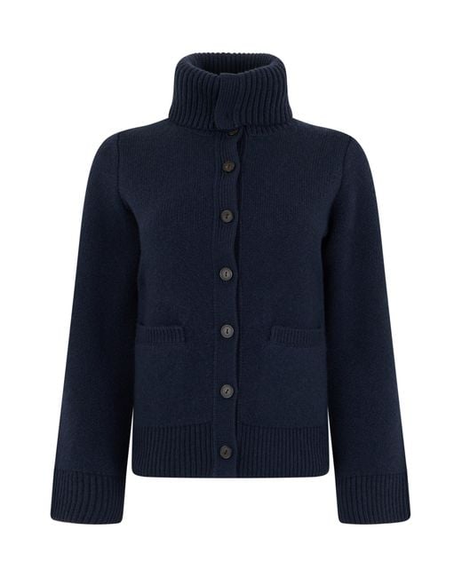 Vince Blue Cardigan With High Collar