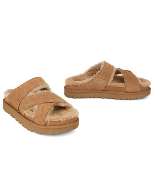 Ugg Brown Greenport Cross Strap Slippers