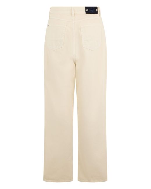 Stone Island Natural Loose And Straight Cotton Pants