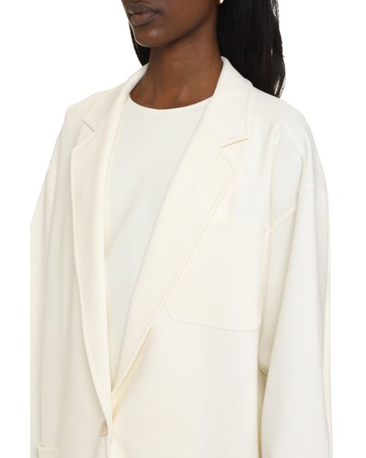 Max Mara White Elegant Virgin Wool Jacket For