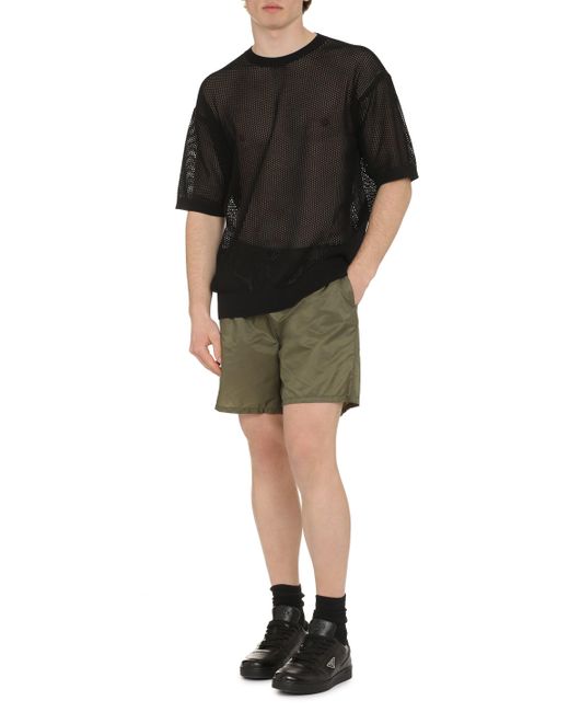 T-shirt in maglia di Prada in Black da Uomo