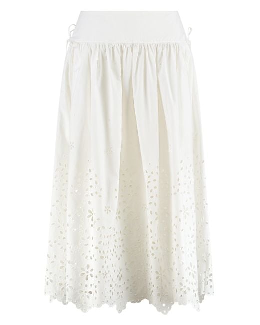 Self-Portrait White Embellished Skirt