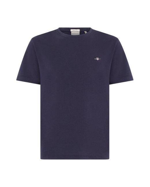 Gant Blue Regular Fit Cotton T-Shirt for men