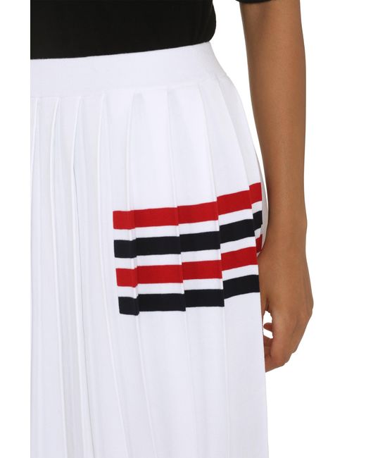 Thom Browne White Pleated Knit Skirt With Elastic Waistband