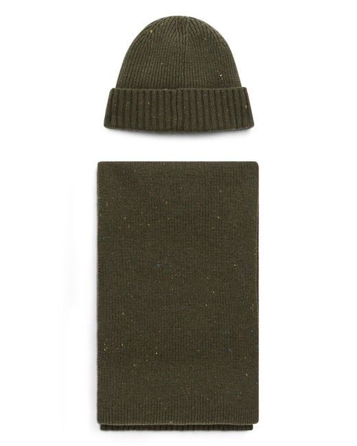 Barbour Green Winter Set Hat And Scarf for men