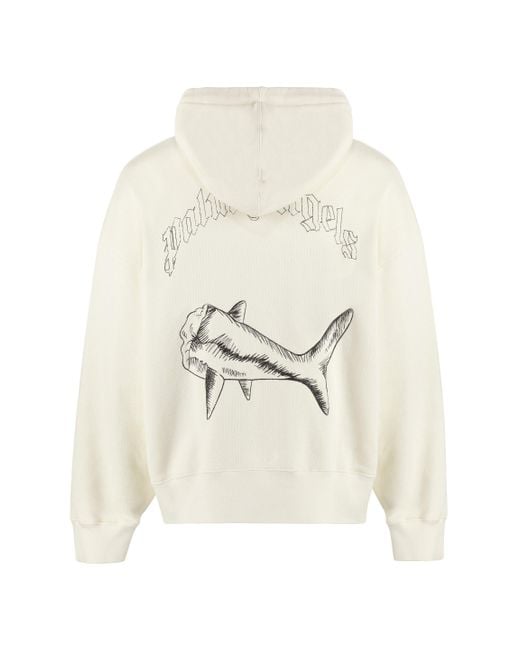 Palm Angels White Cotton Hoodie for men