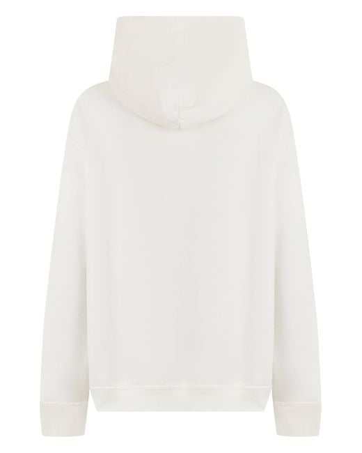 Maison Margiela White Cotton Hoodie With Hood And Embroidered Logo for men