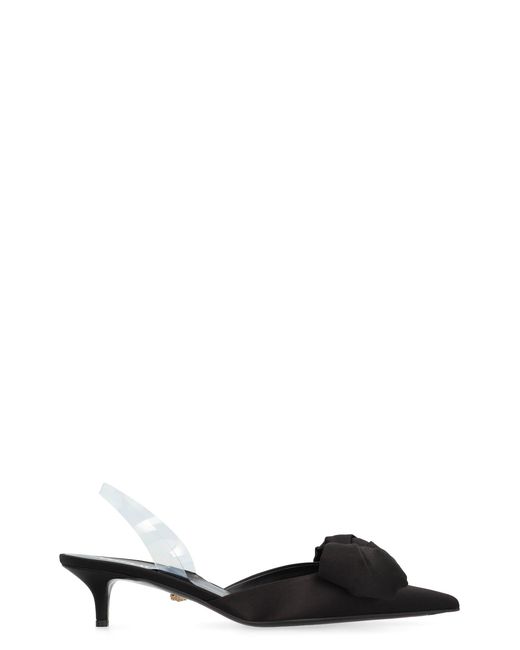 Versace Black Alia Satin Slingback Pumps