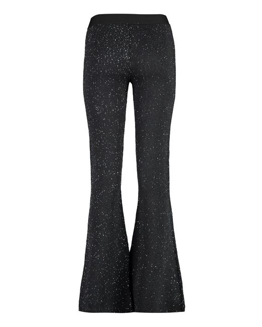 Palm Angels Black Sequin Embellished Knit Trousers