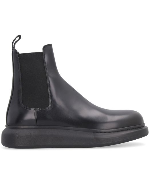 Alexander McQueen Black Leather Chelsea Boots for men