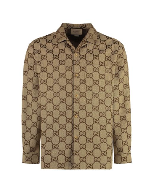 Gucci Brown Maxi GG Canvas Overshirt for men