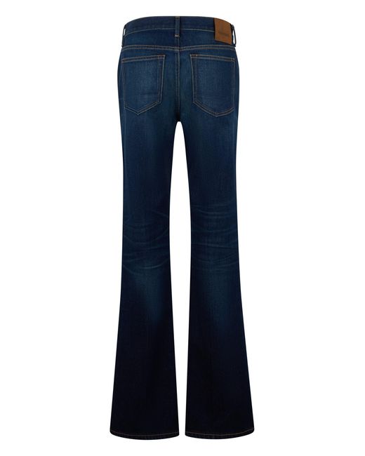 Tom Ford Blue Flared Pants With High Waist