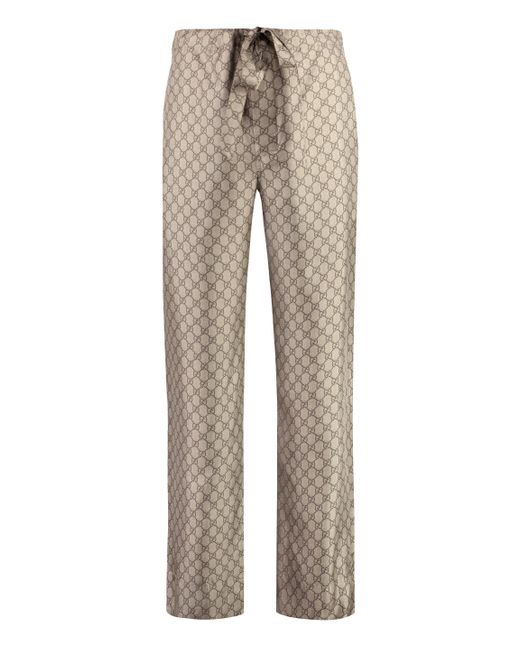 Gucci Gray Silk Trousers for men
