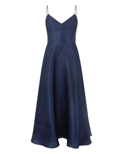 Alberta Ferretti Blue Long Dark Dress With Elegant Neckline