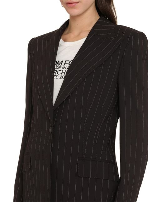 Dolce & Gabbana Black Wool Pinstripe Blazer