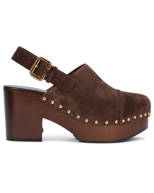 Chloé Brown Clogs With Studs And Platform