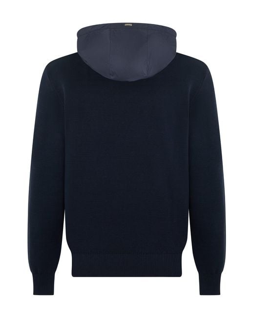 Herno Blue Hooded Sweater for men