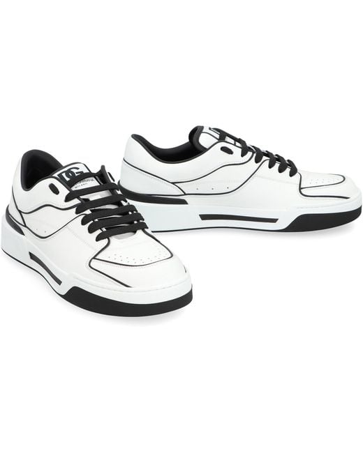 Dolce & Gabbana White New Roma Leather Low-Top Sneakers for men