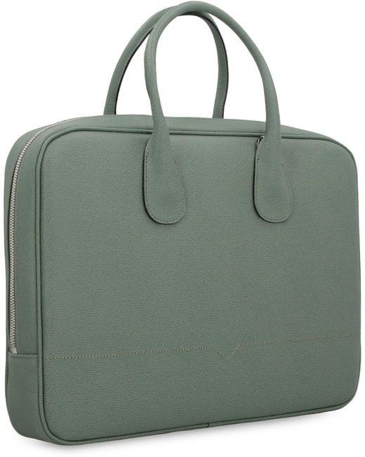 Valextra Green My Logo Leather Briefcase for men